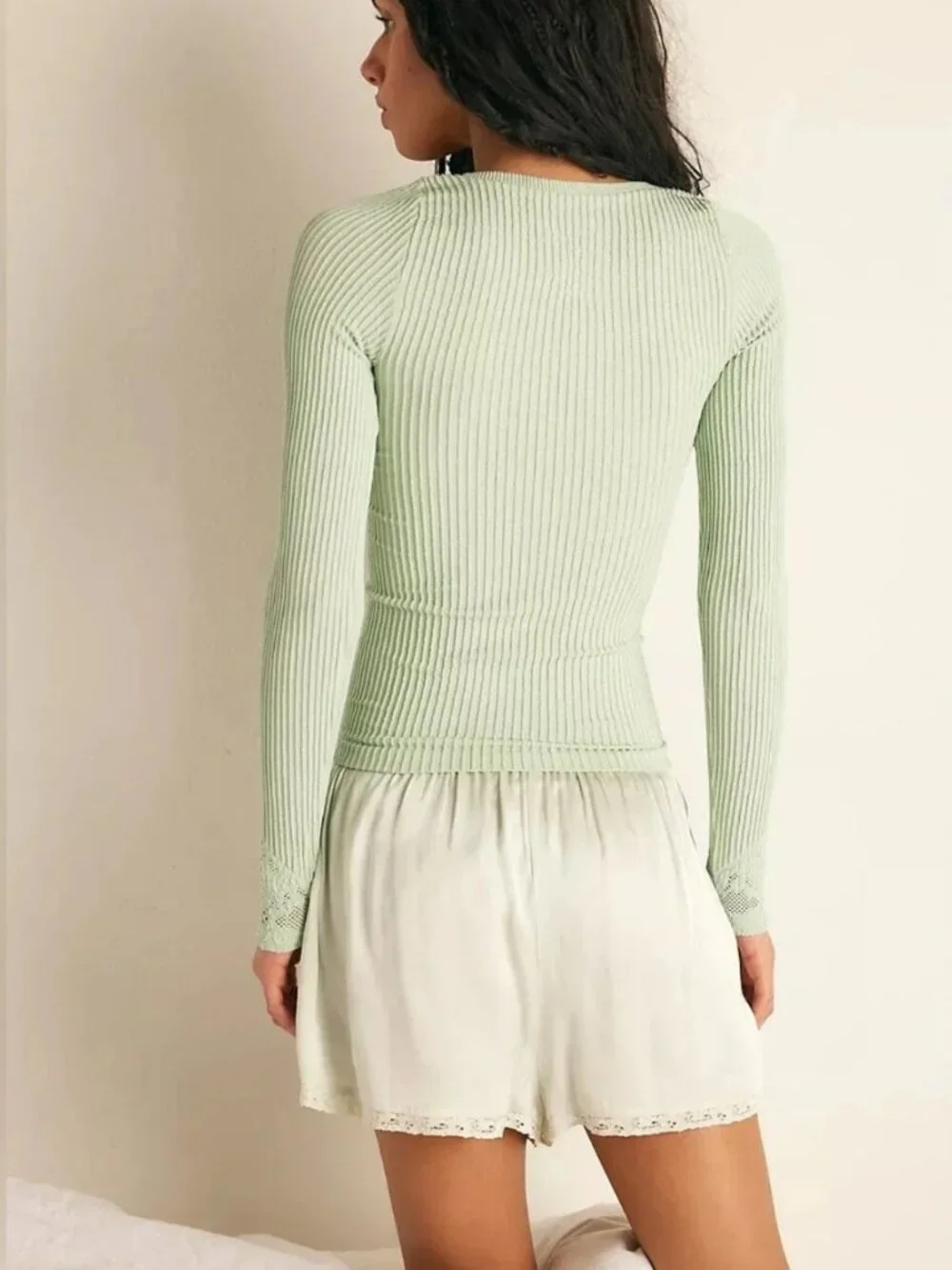NWT Free People Dynamic Duo Long Sleeve in Celadon